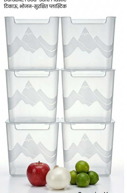fridge storage boxes multipurpose containers for storage Space-saving Refrigerator Side Door Organizer for fridge kitchen Fruits, Vegetables Storage Containers- transparent Pack of 6
