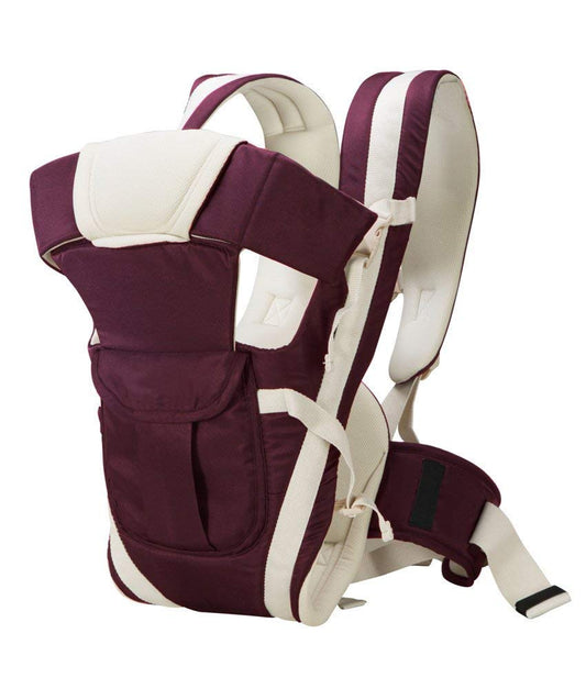 ilvora New Born Baby Carrier Bag 4-in-1 Adjustable Baby Sitting Carrier Bag – Front & Back Carry with Head Support, Safety Belt & Buckle Straps for 0–24 Months (Maroon)