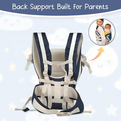 ilvora Infant& Child Holder Carrier Kangaroo Bag, Pack of 1 Navy Blue Colour, Baby Carrier Bag, Ergonomic & Soft Lightweight with Storage Pockets, Comfortable Baby Backpack for Newborn & Toddlers