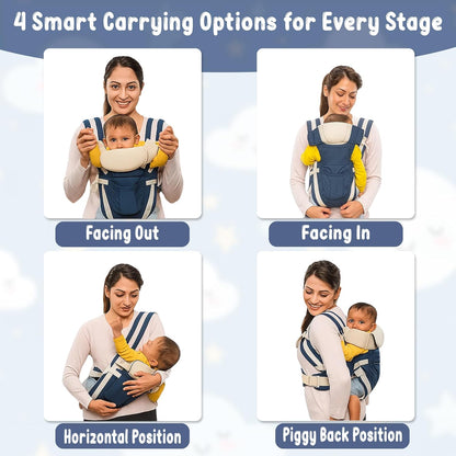ilvora Infant& Child Holder Carrier Kangaroo Bag, Pack of 1 Navy Blue Colour, Baby Carrier Bag, Ergonomic & Soft Lightweight with Storage Pockets, Comfortable Baby Backpack for Newborn & Toddlers